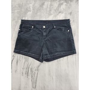 Reign High Rise Cuffed Denim Shorts Size 20 Washed Black Stretch Cotton Casual